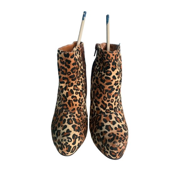 Charlotte Russe Womens Ladies Leopard Print Ankle Boots Stiletto High Heels 8 - Picture 2 of 11